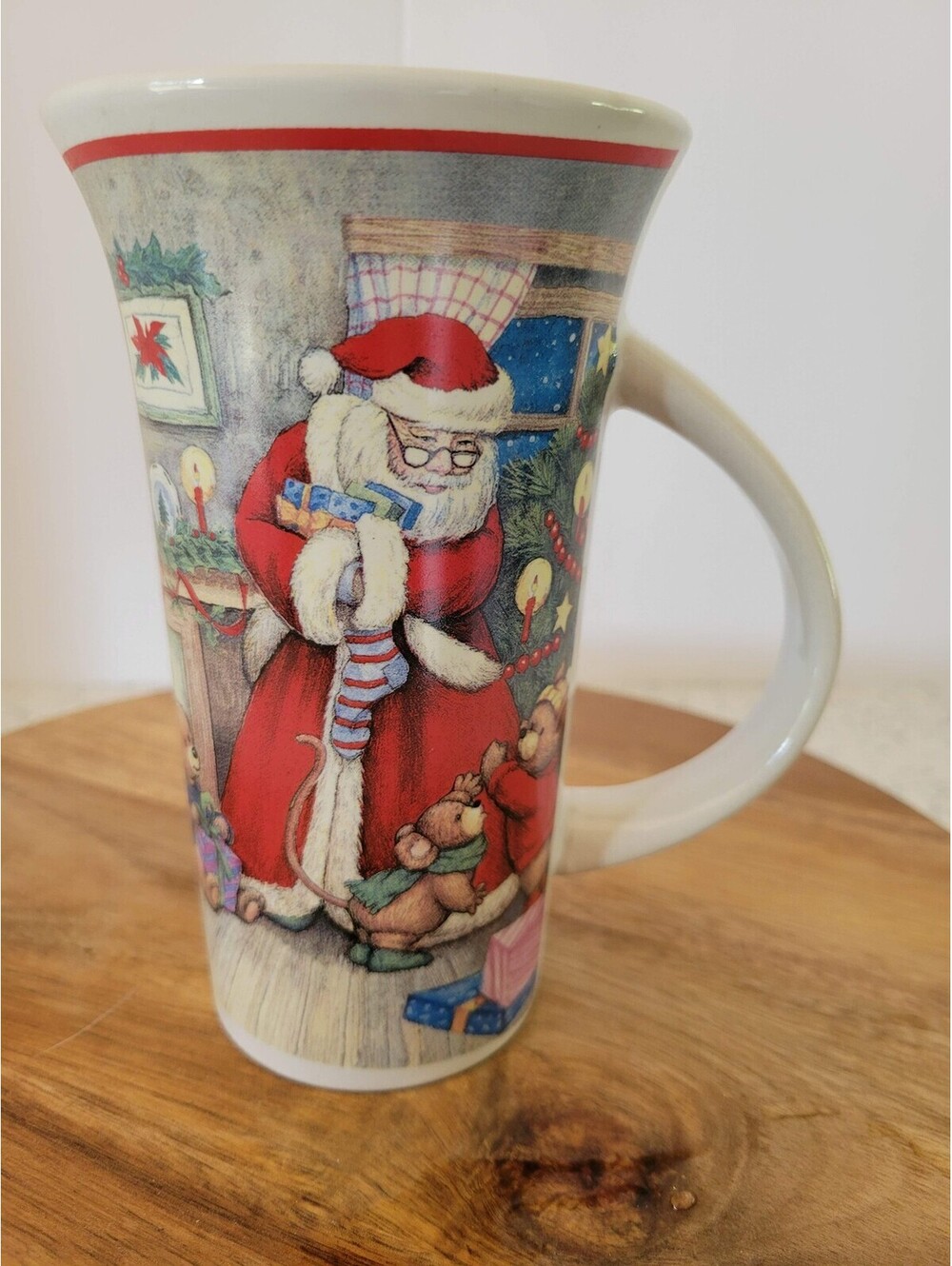 Santa Bears Christmas Latte Mug Ceramic Fireplace Tree Holiday Kitchen Decor Cup
